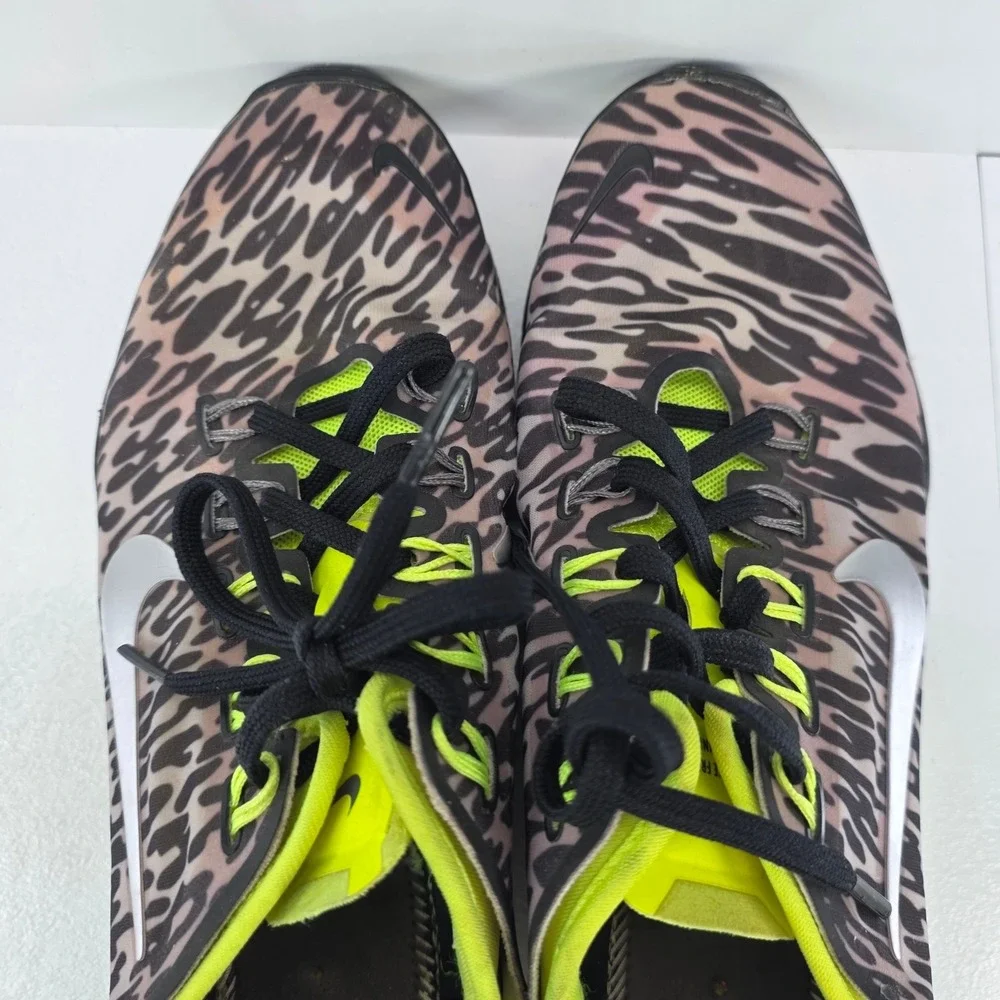 Nike Free TR 5.0 Womens Leopard Print Training Sneakers Neon Green Black Sz 6.5